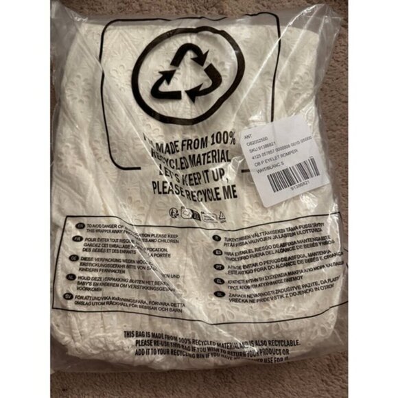 Anthropologie Small Pilcro Puff-Sleeve Eyelet Romper White MSRP $158 NWT - Picture 5 of 9